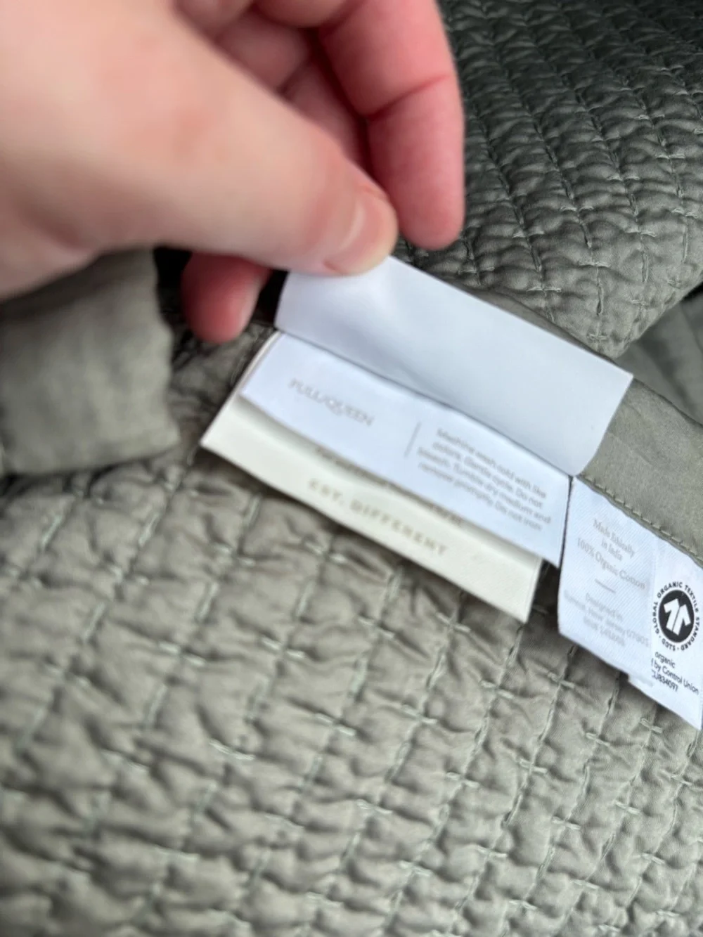 Boll & Branch Signature Textured Stitch Organic Cotton Quilt Sageleaf Full Queen